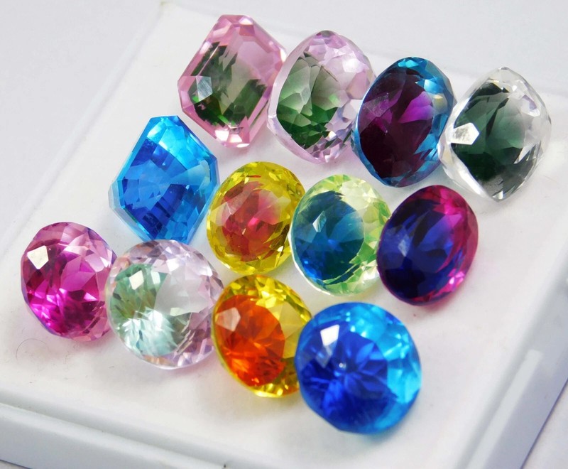 120 Ct Natural Pitambari Sapphire Lot Bi-Color Mix Shape Gemstone GIE Certified gallery