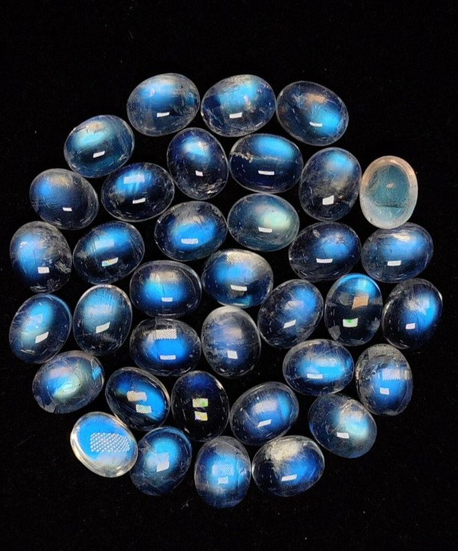 8A Quality Rainbow Moonstone Amazing Blue Falshy Fire Oval 8x10MM gallery