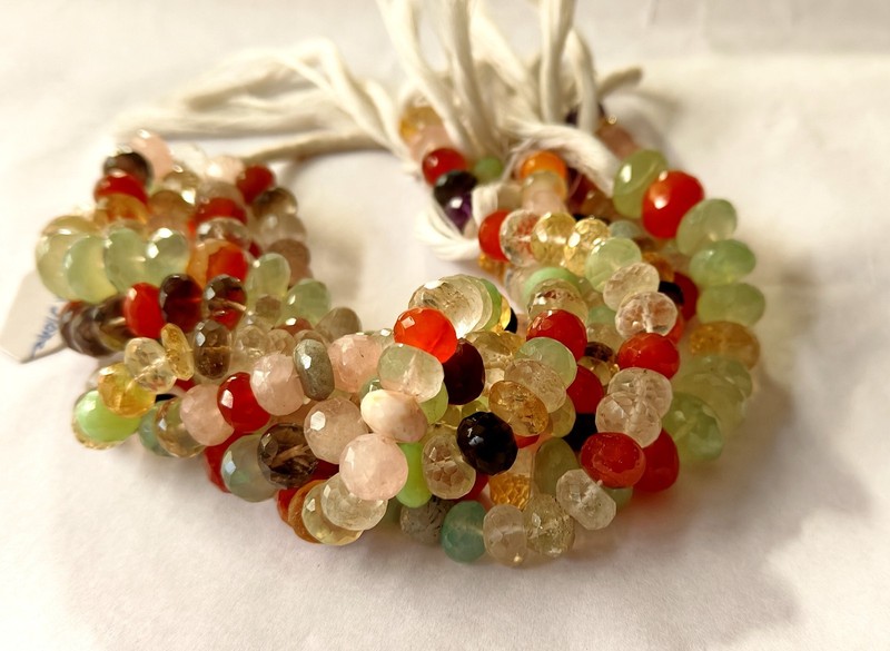 Handmade Multi Color Stone Rondelle Faceted Beads, Jewelry Making Loose Gemstone