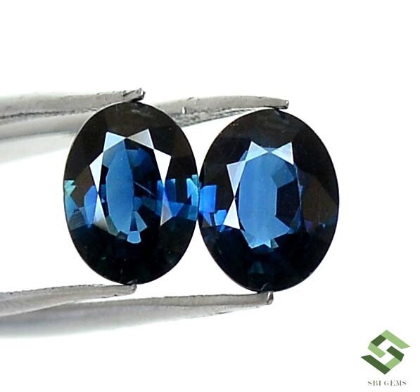 8x6 mm IGI Certified Natural Blue Sapphire Oval Cut Pair 2.25 CTS Loose Gemstone gallery