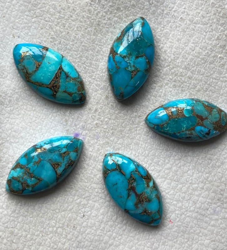 [WHOLESALE] BLUE COPPER TURQUOISE CABOCHON MARQUISE SHAPE LOOSE GEMSTONE
