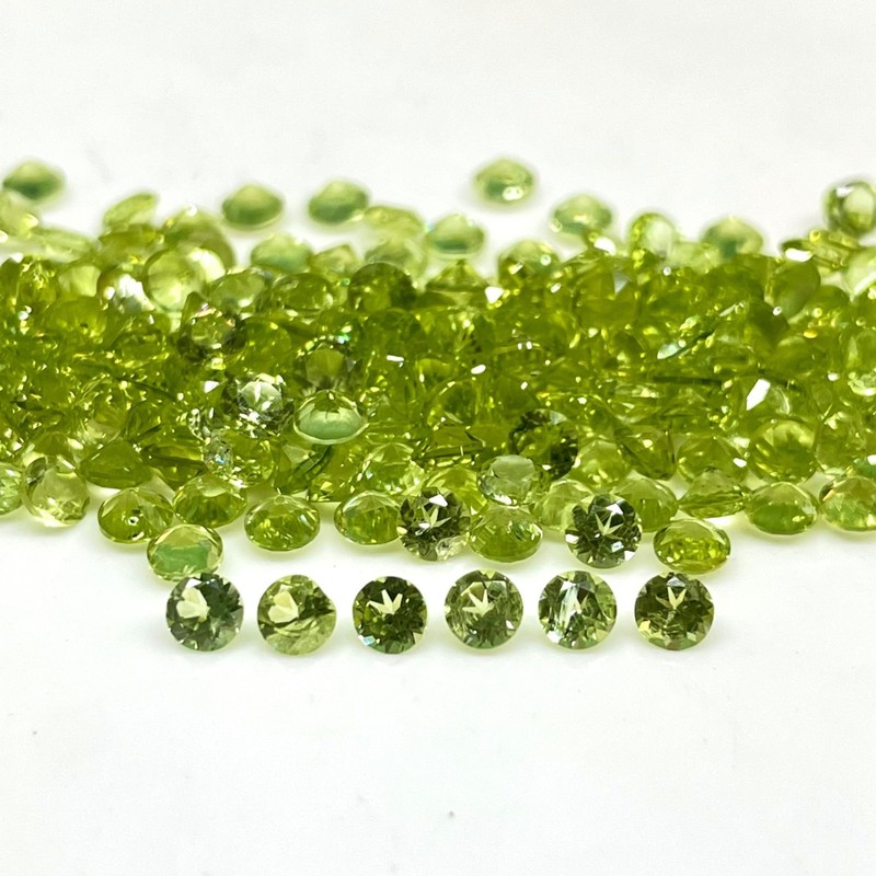 100 Pcs Natural Peridot 3mm Round Cut Loose Untreated Gemstones Wholesale Lot