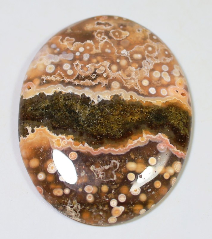 59 CT 6X31X39 mm NATURAL ORBICULAR OCEAN JASPER OVAL CABOCHON GEMSTONE CQ-137