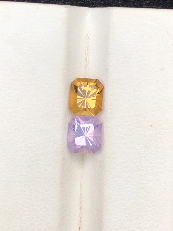 2.62 Carats Beautiful Natural Light Purple Colour Amethyst Citrine Reverse Pair gallery