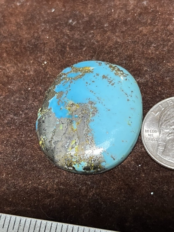 Morenci Turquoise Cab 85ct Sky Blue w/ Pyrite Arizona Gemstone Beautiful Color gallery