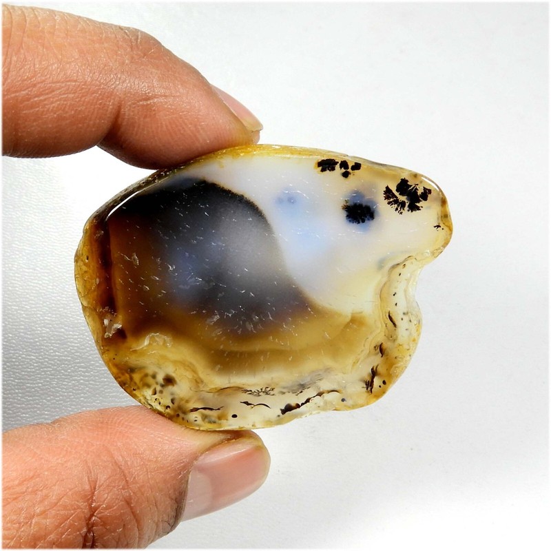 Yellow Montana Agate Slice Cabochon Polished Natural Gemstone Loose 96 Cts #8018 gallery