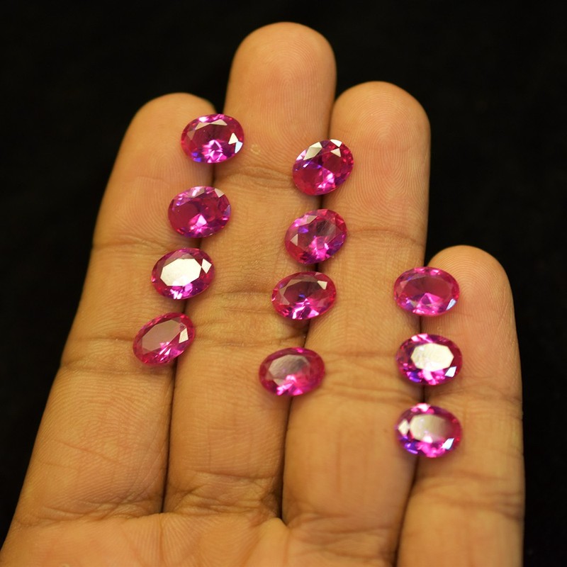 9 Pcs 7×5 mm Lot Certified Natural Pink Sapphire Oval Cut Gemstone Free Gift
