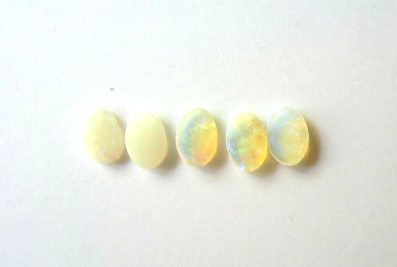 SET OF 5 SOLID WHITE OPAL LOOSE STONES 6 x 4 MM OVAL BLUE, GREEN, ORANGE gallery