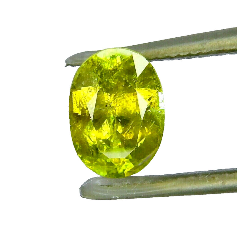 2.7ct Green Chrome Sphene Pleochroic Natural Mined Unheated Faceted Oval Russia