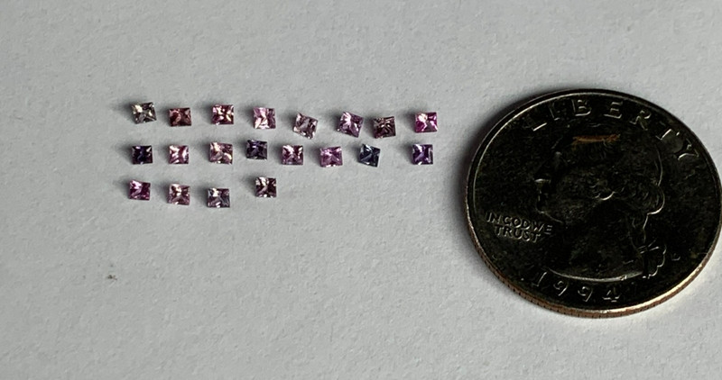 Andy's Gem Garage Sale -1.15cts 2mm princess Purple Pink Sapphires 20 gems gallery