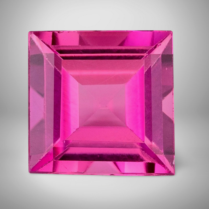 Pink Tourmaline Square Cut Gemstone 10 Cts – 15 mm Lustrous Loose Gem #