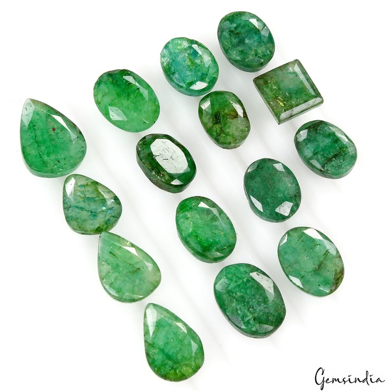 150.00 Cts Natural Blue Green Emerald Mix Faceted Gems Lot 15 Pcs For Jewelry gallery