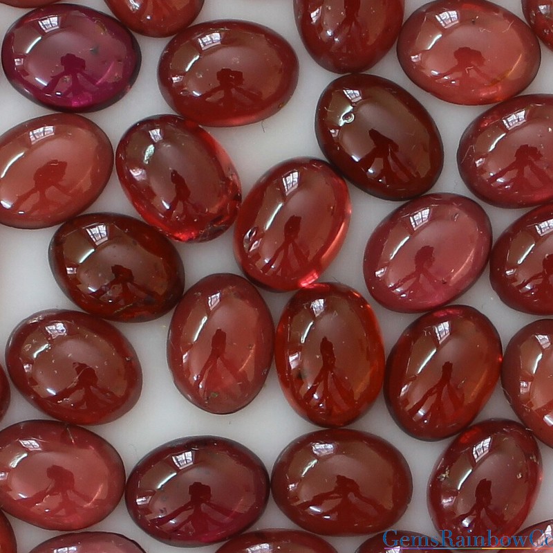 Natural Raspberry Red Rhodolite Garnet Oval Cabochons 6×4 mm to 10×8 mm gemstone