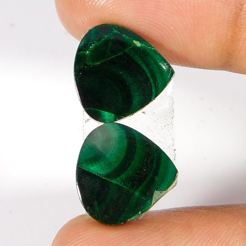 100% Natural Unique MALACHITE Pair Pear Cabochon Loose Gemstone 12.15Cts. gallery