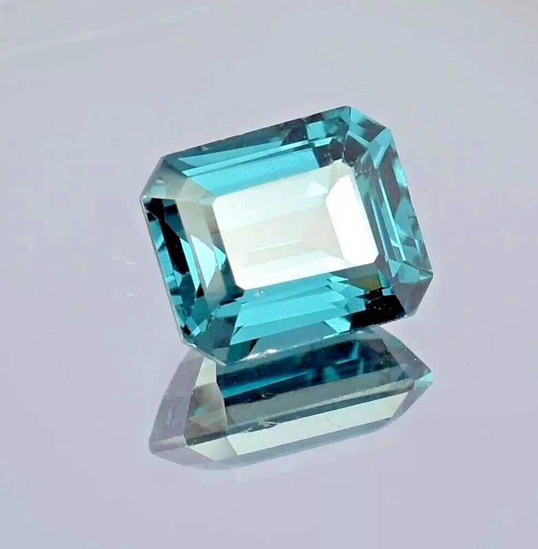 Natural 12×10 MM AAA Indicolite Blue Green Tourmaline Emerald Cut Loose Gemstone