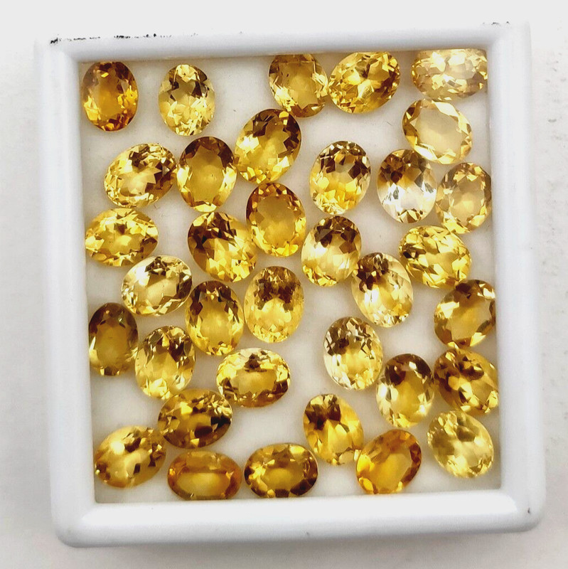 Natural Yellow Citrine Oval Cut Loose Gemstone Lot 30 Pcs 9*11 MM 100 CT gallery