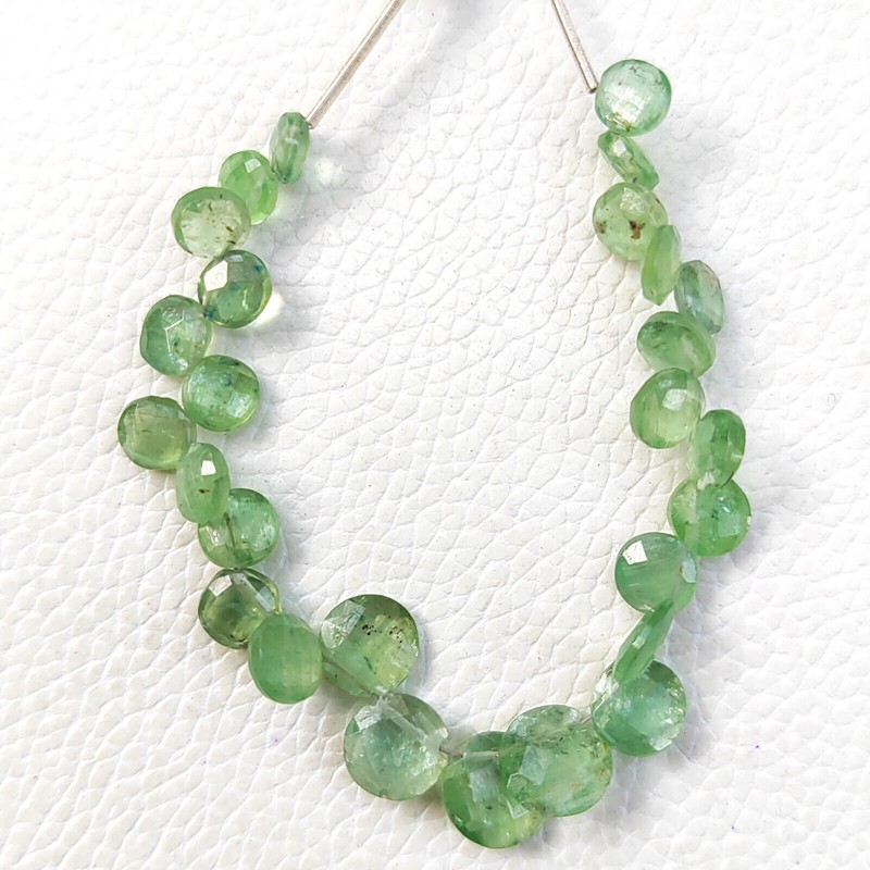 Natural Mint Green Kyanite Gem 6 to 8 mm Faceted Coin Shape Beads 5 Inch Strand gallery