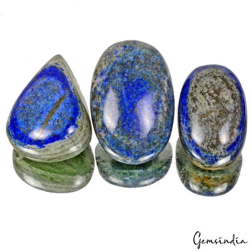 3 Huge Pcs Natural Blue Lapis Lazuli Mix Cabochon Loose Gemstones Lot ~ 1650 Cts