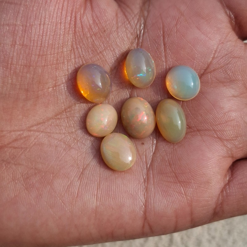 7 Pcs Natural Ethopian Opal Oval Cabochon Approx 14.90Cts AMJ1465 gallery