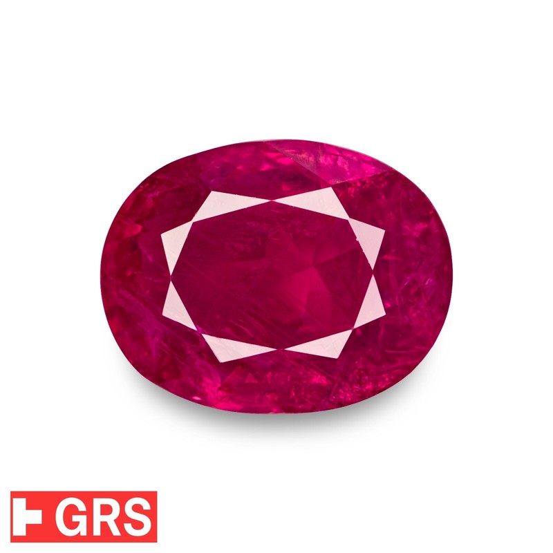 GRS Certified MOGOK BURMA Ruby 6.61 Ct. Natural Untreated OVAL Collector Grade