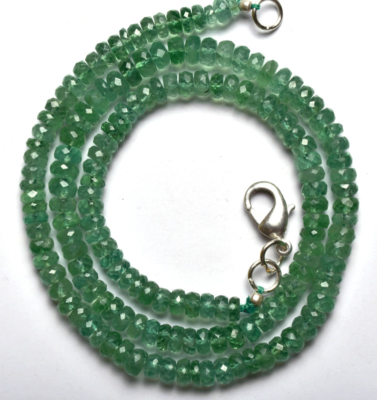 NATURAL GREEN KYANITE RONDELLE SHAPE FACETED BIG BEADS 5 TO 6 MM 16″