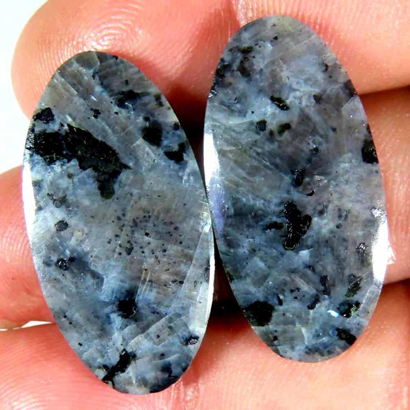 33.80Cts 100% Natural Super LARVIKITE Cabochon 15x30x4mm Oval Losse Gemstone