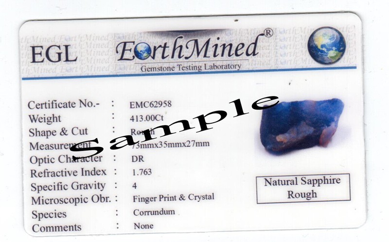 DYED 9000.00 Carat African Blue Sapphire Rough EGL Certified Loose Gemstone gallery
