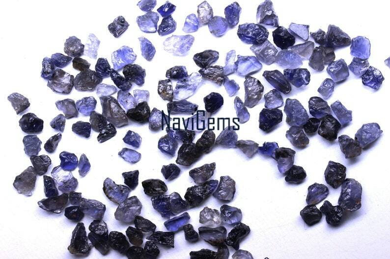 AAA Quality 50 Pieces Natural Iolite Rough Loose Gemstone Uneven Shape 6-8 MM gallery