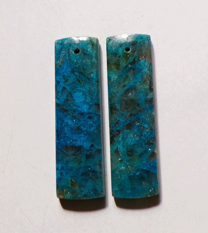 38.40 Cts Natural Shattuckite Cabochon Match Pair Gemstone 38X11MM S08