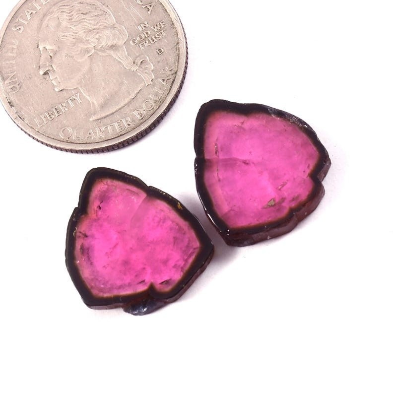 Loose Gemstone Natural Watermelon Tourmaline Smooth Polished Slices A391