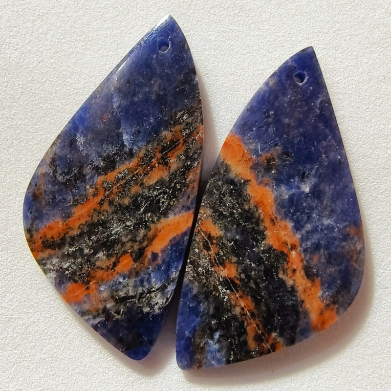 40 Cts Natural Sodalite Drilled Match Pair Cabochon Gemstone 37.7 X 19.1 MM gallery
