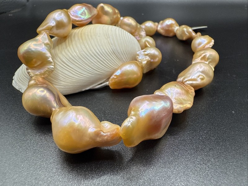 UNDYED 25mm STRAND Matched MultiColor Fresh Water Pearls baroque Flame Ball B