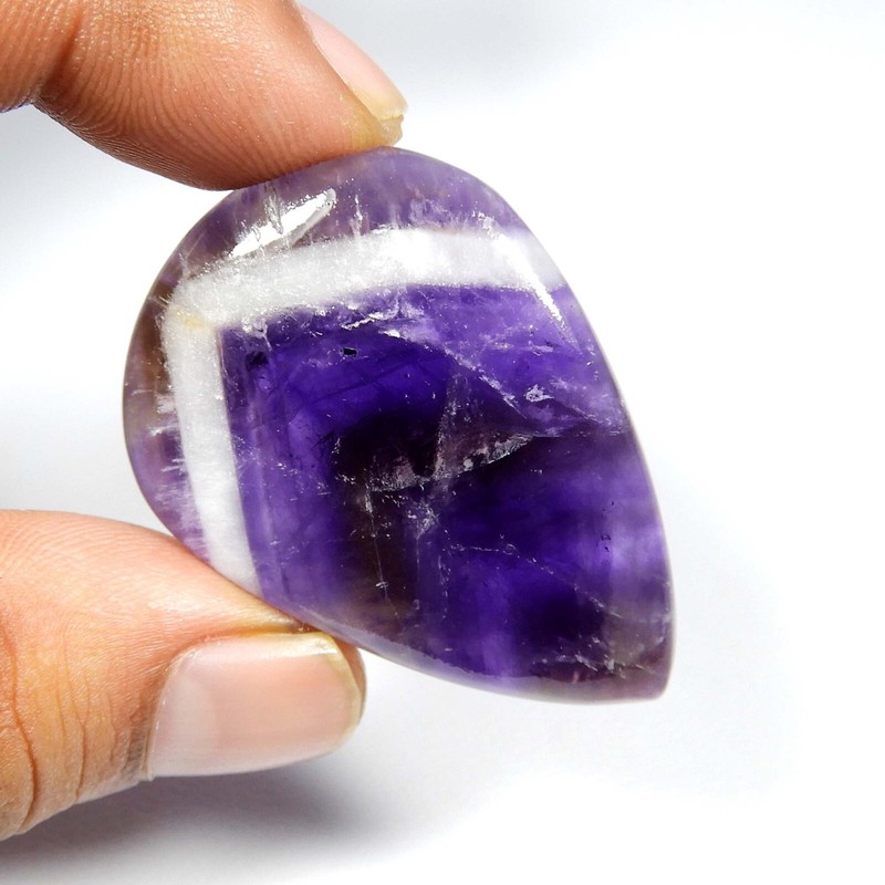 Natural Purple Amethyst Lace Agate Gemstone Pear Shape Cabochon 64 Cts #6891