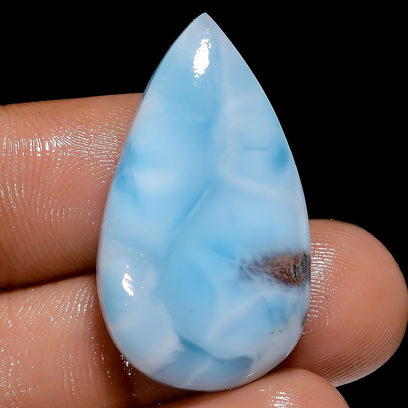 100% Natural Larimar Pear Shape Cabochon Loose Gemstone 28 Ct 30X17X6 mm X-28107