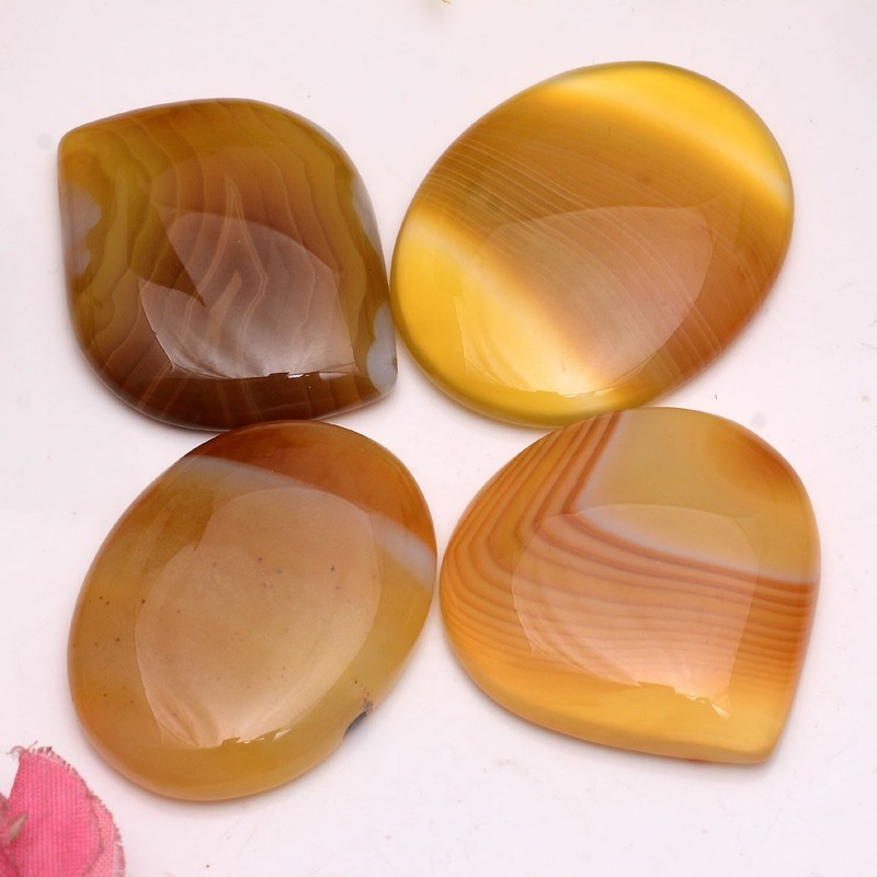 Set Of 4 Pcs Natural Onyx 37mm-43mm Cabochon Untreated Huge Loose Gemstones Lot gallery