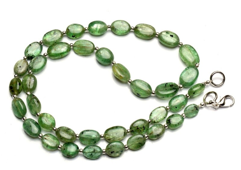 Natural Gem Mint Green Kyanite Oval Nuggets 19″ Necklace 9×7 to 13x9mm Beads