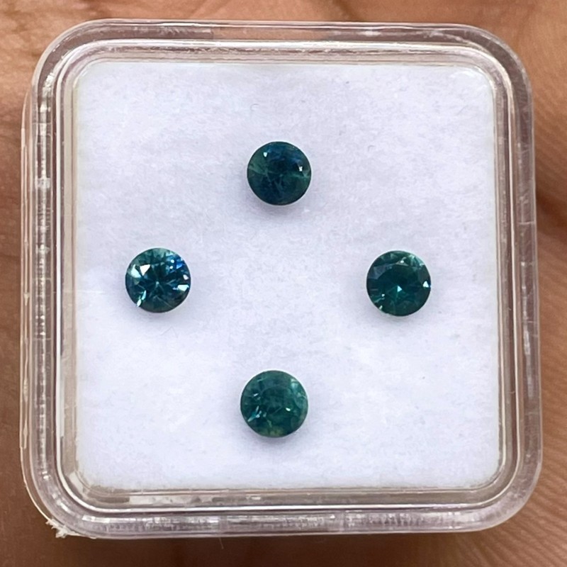 4 Pcs Natural Ceylon Blue Sapphire 4mm Round Diamond Cut Loose Gemstones Lot
