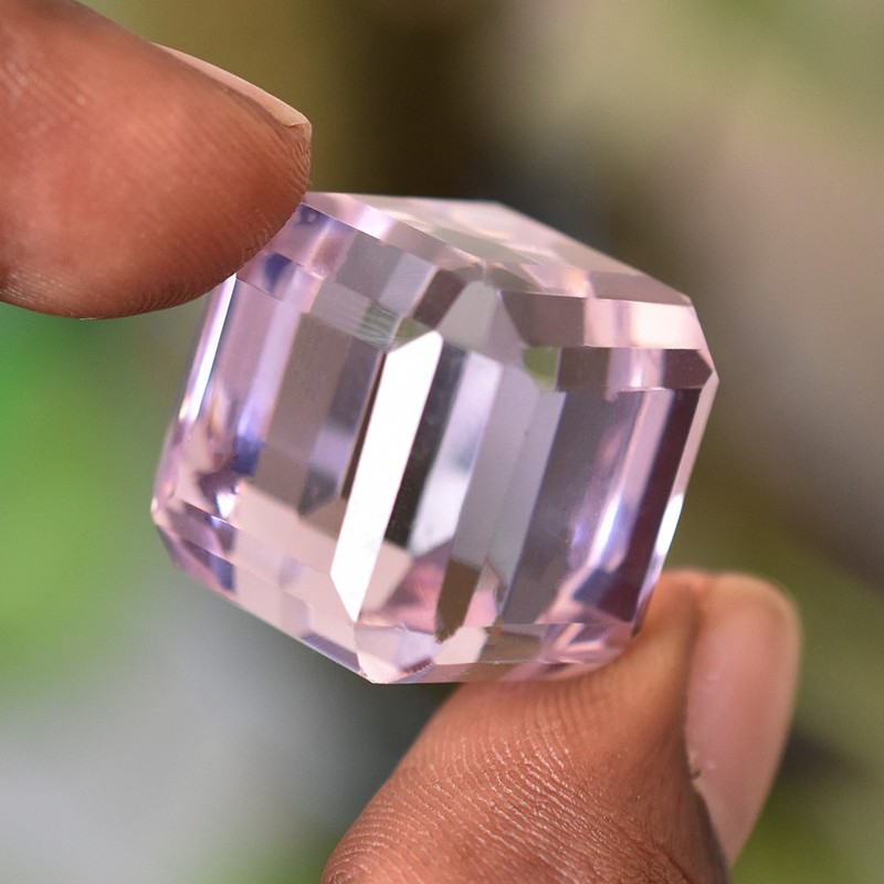 89 Ct Cube Shape CERTIFIED Pink NATURAL Brazilian Topaz Loose Gemstone gallery