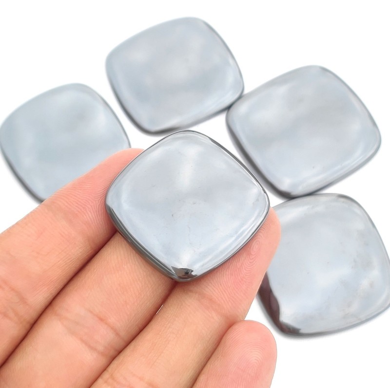 Natural Hematite Gun Metal Cushion Bothside Flatback 10mm To 20mm Loose Gemstone gallery