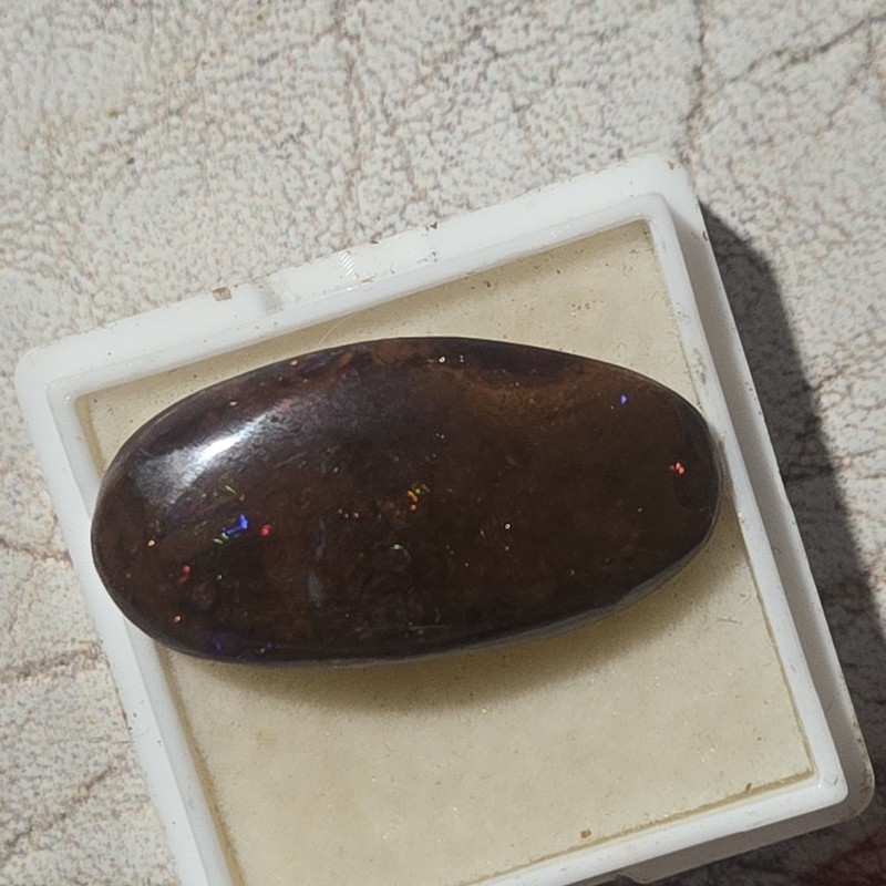 Australian Boulder Opal Cabochon – Red/Orange/Green/Blue Fire, Ironstone Matrix gallery