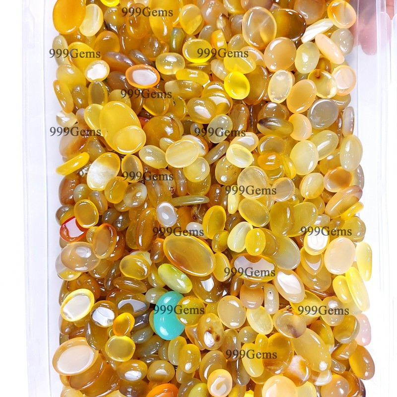20 Pcs Wholesale AAA Natural Yellow Onyx Losse Cabochon Gemstone Lot 10-20mm gallery
