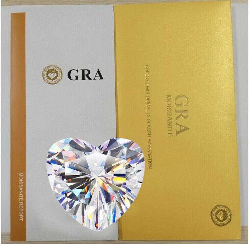 GRA Certified Loose Moissanite Heart Stones D VVS1 All Sizes
