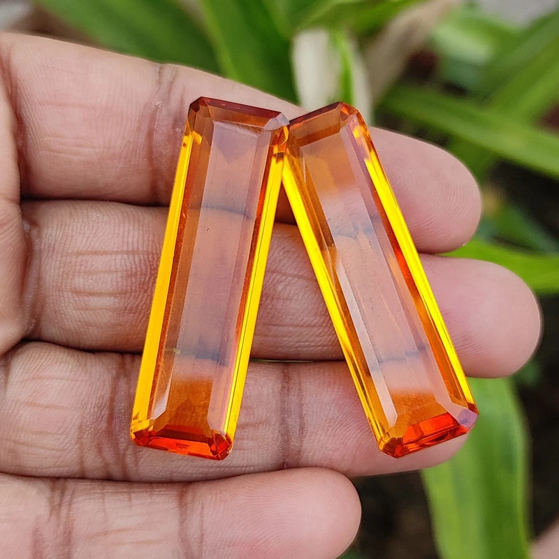Natural 180 Ct Certified Brazilian Yellow Citrine Loose Gemstone Matching Pair