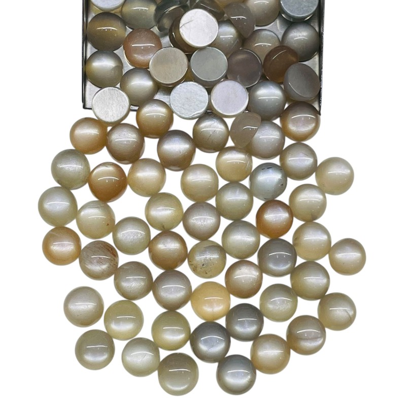 50 Pcs Natural Moonstone 7mm Round Stunning Gray Loose Gemstones Sri Lankan Lot gallery