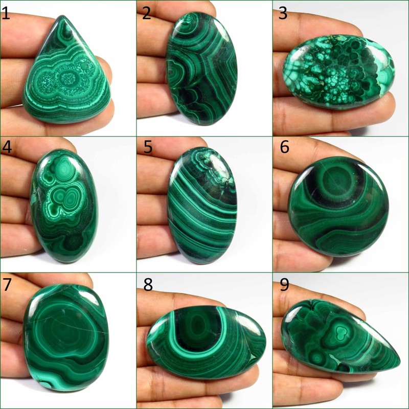 Natural Malachite Smooth Gemstone 46-153 Cts Handmade Mix Shape Green Cabs MT-B