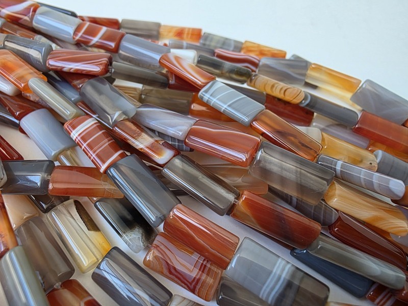 10 Strands Botswana & Sardonyx Agate Mix Puff Rectangle Size 8x16x4 25pcs each