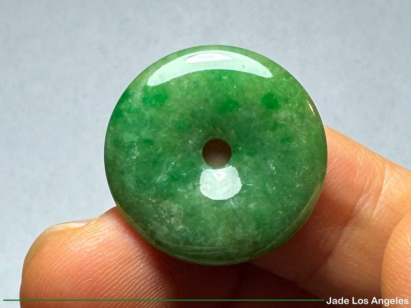 Donut Circle 平安扣 Emerald Pea Green Loose Jadeite Jade for Pendant 40ct (L077)