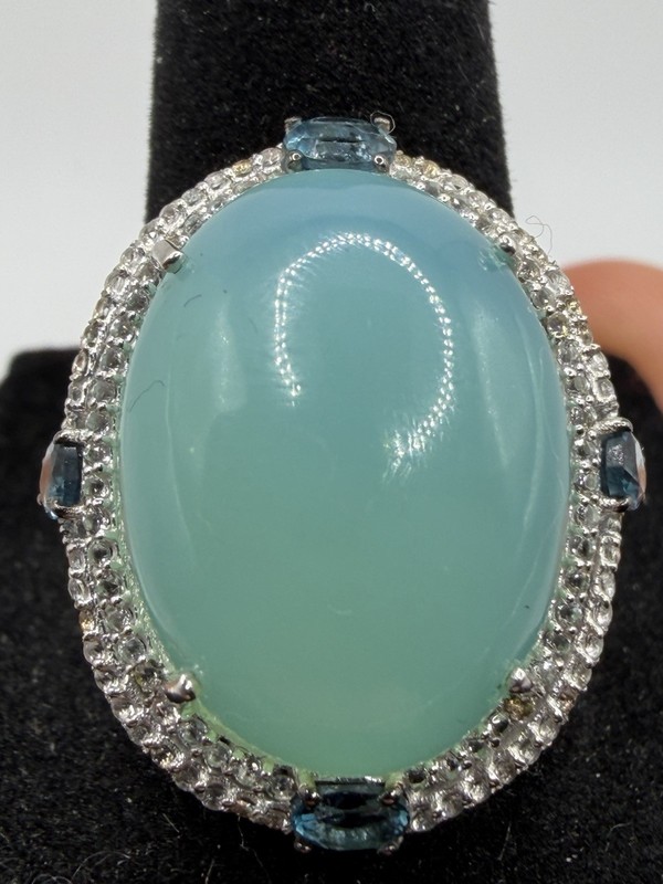 Big Light Green Burma Jadeite Cabochon Natural Myanmar Jade Diamond Sapphire Sz8
