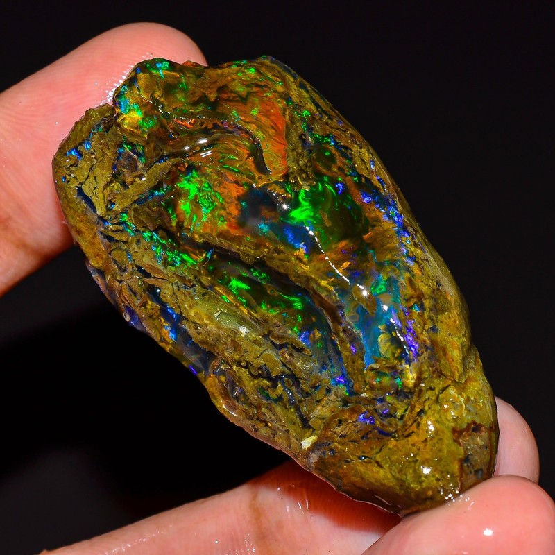 95Ct Natural Welo Fire Ethiopian Opal Rough Gemstone Fancy Oil Rough 45x25x19mm gallery
