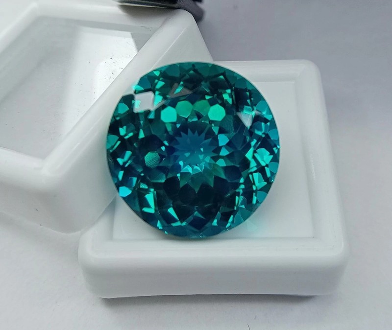A+ 20.2 Ct Natural Grandidierite Bluish Green Round Cut Certified Loose Gemstone